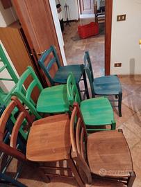 sedie legno massello colorate