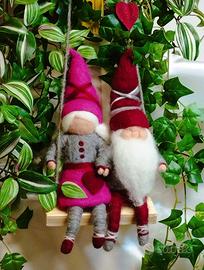 Nuovo - Coppia gnomi del bosco nonni  Waldorf