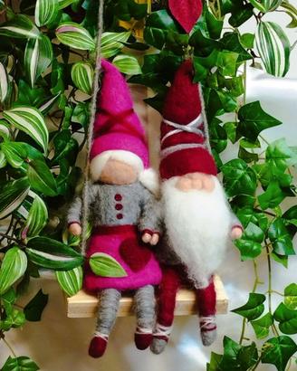 Nuovo - Coppia gnomi del bosco nonni  Waldorf