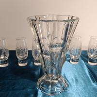 SET CRISTALLO VASO 26CM + 6 BICCHIERI VINTAGE ELEG