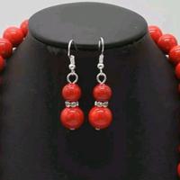 Parure collana orecchini vero corallo rosso NUOVA