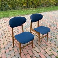 Coppia di Sedie in Teak danese e stoffa