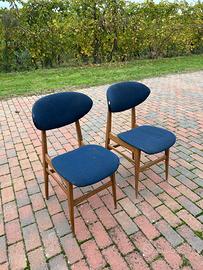 Coppia di Sedie in Teak danese e stoffa