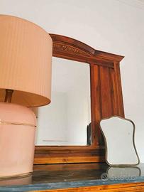 Specchiera vintage in legno massello con intarsi