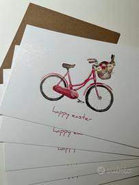 Lotto 5 cartoline biglietti pasquali nuovi