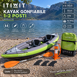 Kayak gonfiabile ITIWIT 100 + pagaia e pompa