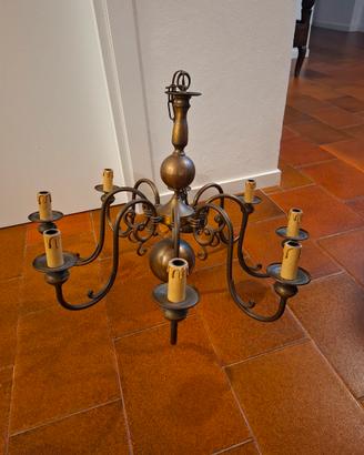 Lampadario Vintage in Bronzo 8 Bracci