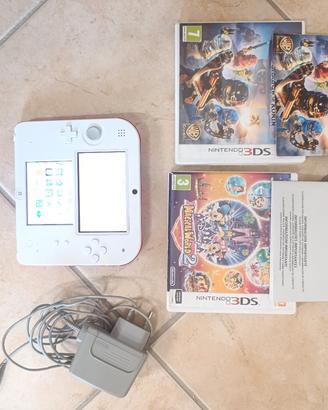 Nintendo 2ds bianca rossa, giochi, caricabatterie 
