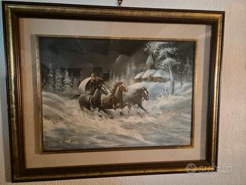 Dipinto olio su tela "Nella steppa" P. Tartaglia 