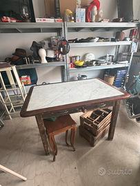 Tavolo da cucina con marmo 120x80 mattarello