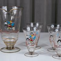 Raro set da cocktail anni '50, finemente decorato