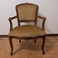 Poltroncina antica legno velluto 