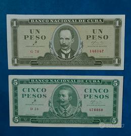 Banconote Cuba 1-5-10-20-50 pesos firmato dal CHE