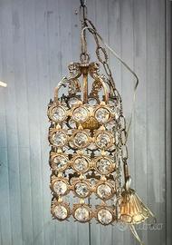 Lampadario Lanterna Vintage Ottone Bronzo e Crista