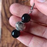 Orecchini pendenti nero argento eleganti chic