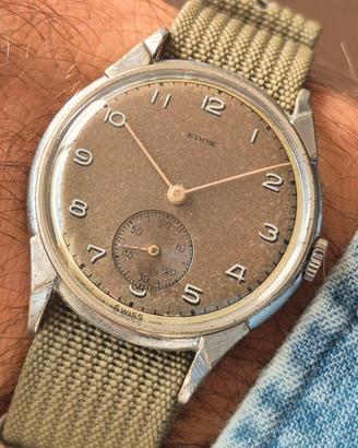 Edox Vintage Stile Militare Swiss Made Tropical