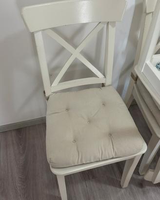 Sedie bianche con cuscino imbottito - Set 4 sedie
