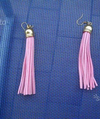 Orecchini nappe nappine rosa ciondoli pendenti cha