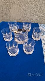 6 bicchieri in cristallo con cestello