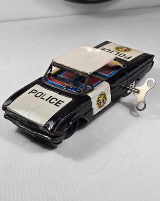 giocattolo D'Epoca auto polizia carica a chiave