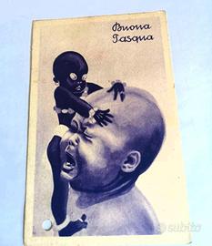 Cartolina postale satirica pasquale anno 1936