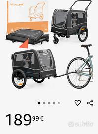 Rimorchio Bici Cani 2 in 1 Pieghevole " TrevoPet "