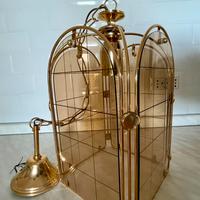 Lampadario vintage oro con vetri opoacizzati