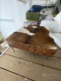 Panca / pouf design cowhide in pelle e pelo bovino