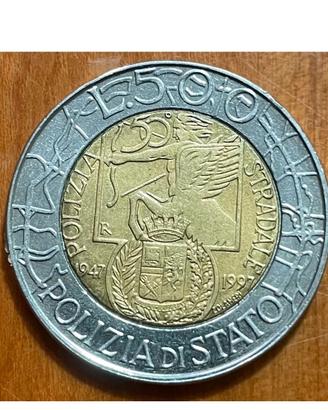 Moneta 500 lire Polizia di stato del 1997 errore d