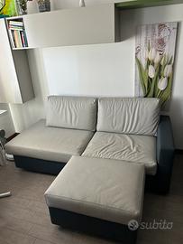 Divano 4 posti grigio chiaro/ scuro - pouf mobile