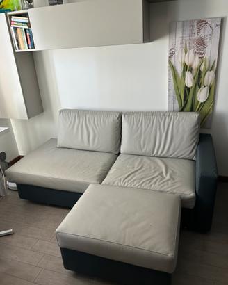 Divano 4 posti grigio chiaro/ scuro - pouf mobile