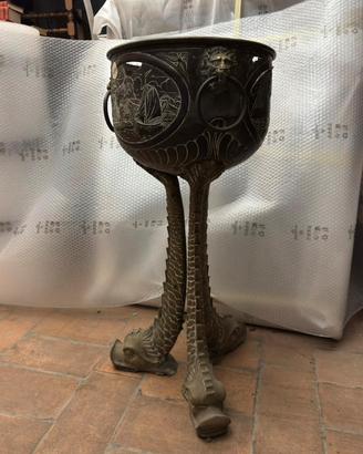 Braciere Porta-vaso Antico in Ottone