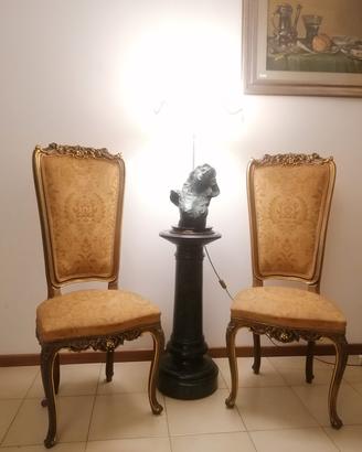 2 sedie stile barocco color oro anni 70
