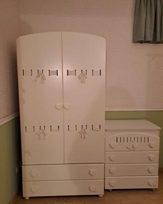 Eleganti Armadio + Cassettiera bambini marca Nanan