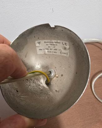 Lampadario ha sospensione vintage in vetro opalino