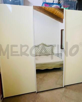 ARMADIO 3 PORTE SCORREVOLI BIANCO SPECCHIO CENTRAL