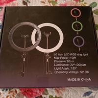 ring light con supporto smartphone e treppiede