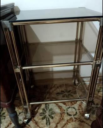 Carrello in vetro e metallo