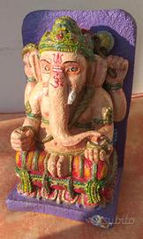 Ganesh in Cemento,Metallo Dipinto e Saponaria