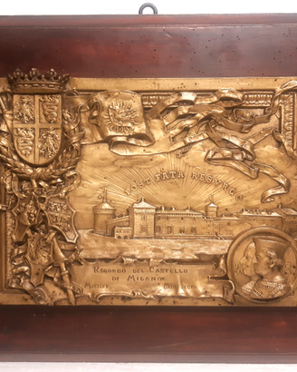 Targa RARA MILANO CASTELLO fineXIX bronzo BELTRAMI