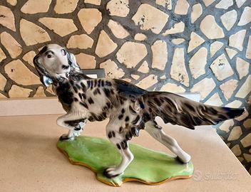 Scultura Setter inglese in porcellana La Querceto