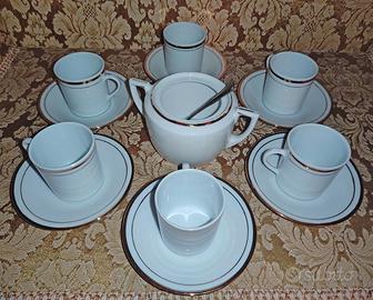 Servizio da caffè porcellana bianca decori oro
