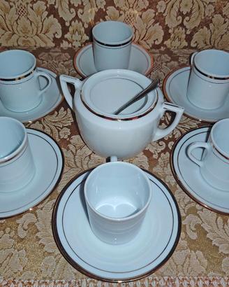 Servizio da caffè porcellana bianca decori oro