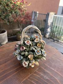Cestino fiori Capodimonte originale in porcellana