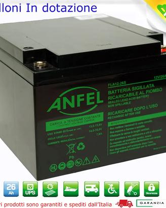 N.4 Batterie Ricaricabili al Piombo 12V 26Ah