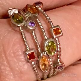 Anello cocktail donna argento sterling 925 pietre