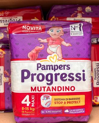 5 pacchi pampers mutandino progressi taglia 4