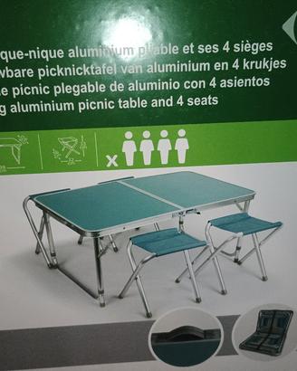 Tavolo da picnic portatile con 4 sedie