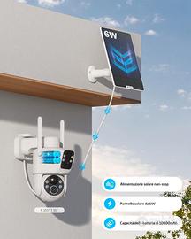 COCOCAM 2K WiFi Solare Esterno PTZ 10000mAh