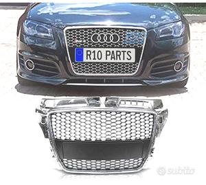 GRIGLIA AUDI A3 8P 08-12 LOOK RS CROMATO NERO